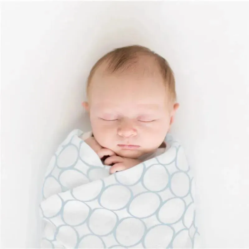 Swaddle Designs - Pastel Blue Mod Circles Marquisette Swaddle Blanket - Image 2