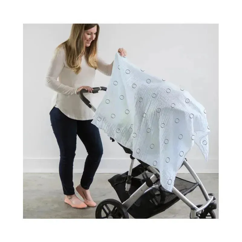 Swaddle Designs - Pastel Blue Mod Circles Marquisette Swaddle Blanket - Image 3