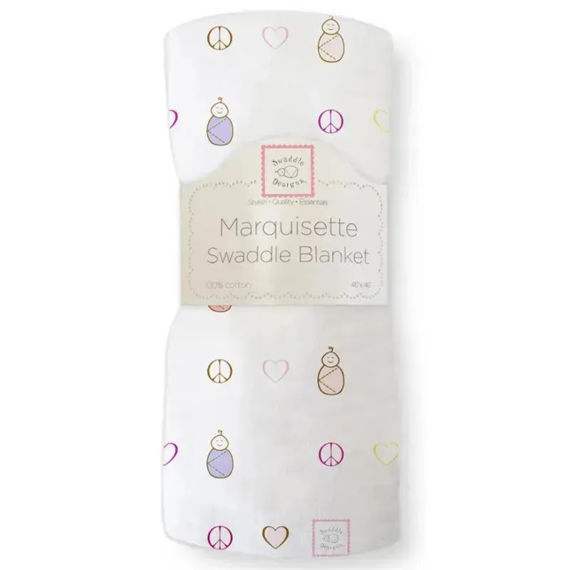 Swaddle Designs - Peace, Love Swaddle Marquisette Swaddle Blanket