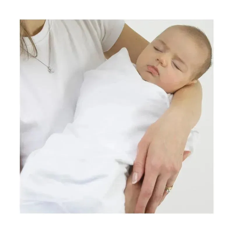 Swaddle Designs - Ultimate Swaddle Blanket, White With Pastel Blue Trim - Image 2