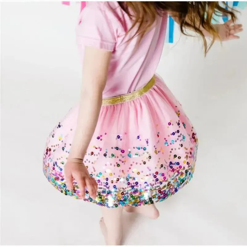 Sweet Wink - Baby Girl Pink Confetti Tutu Dress Up Skirt - Image 2