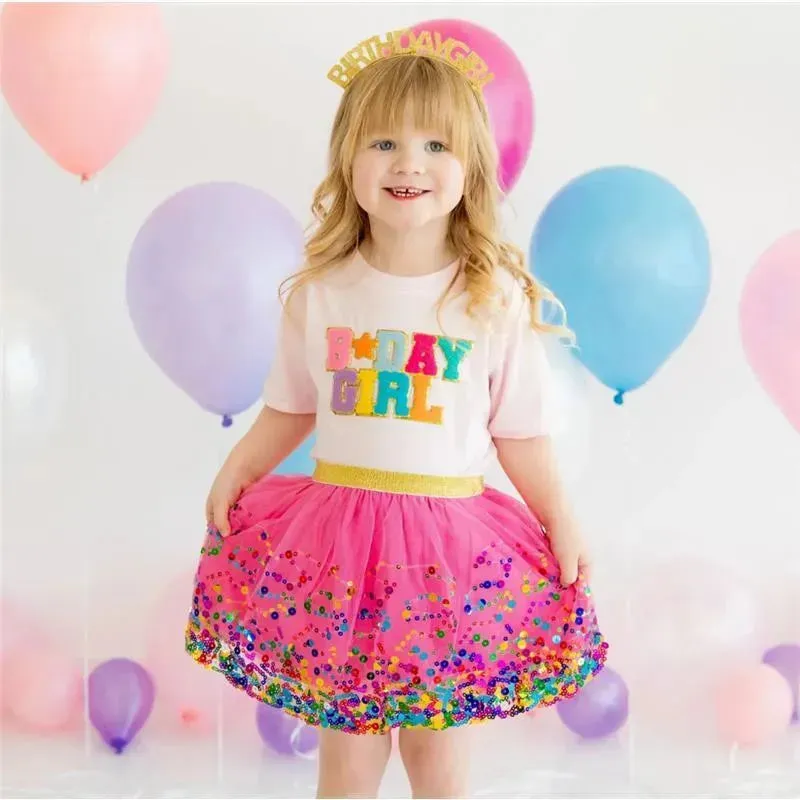 Sweet Wink - Birthday Girl Patch T-Shirt Kids Short Sleeve Shirt - Image 3