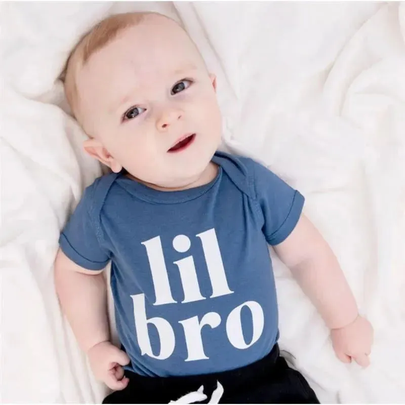 Sweet Wink - Boys Baby Bodysuit Lil Brother Short Sleeve - Image 2