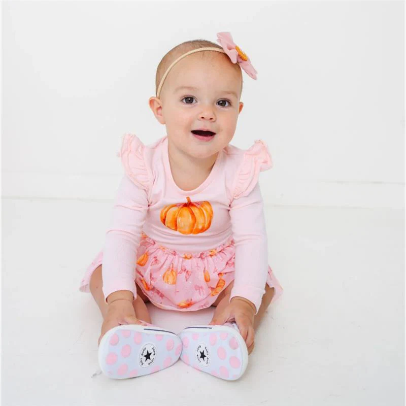 Sweet Wink - Coquette Pumpkin Long Sleeve Tutu Bodysuit - Image 2