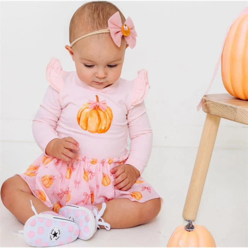 Sweet Wink - Coquette Pumpkin Long Sleeve Tutu Bodysuit - Image 3