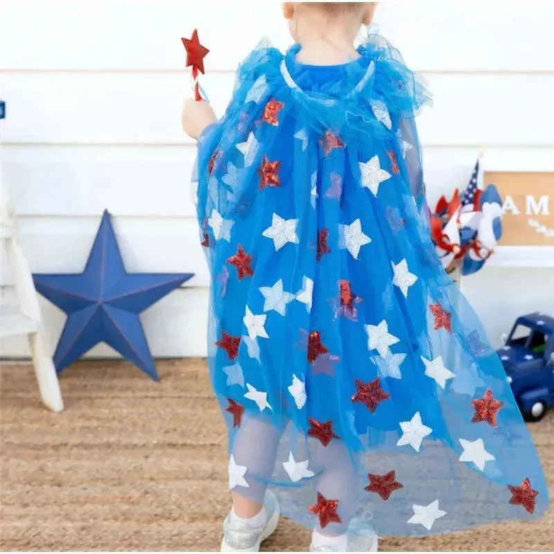 Sweet Wink - Kids 4Th Of July Cape Patriotic Star Cape - Image 2