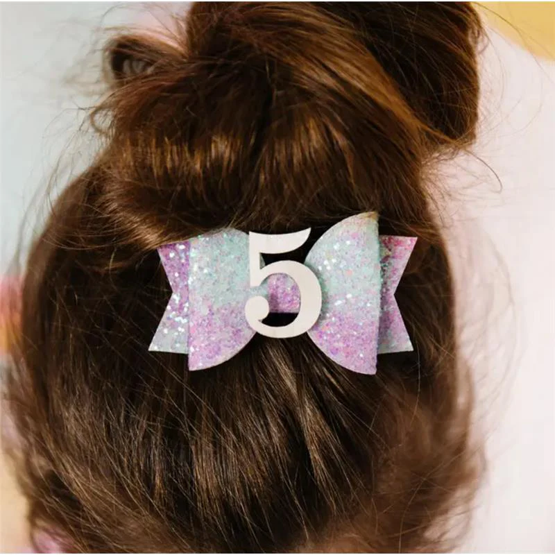 Sweet Wink - Kids Birthday Hair Clip Pastel Rainbow #5 Clip - Image 2