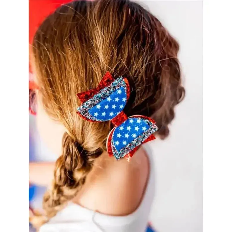 Sweet Wink - Kids Hair Clip Flag Bow Clip 4Th Of July - Image 2