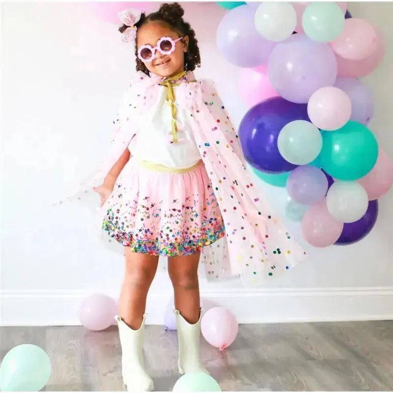 Sweet Wink - Kids Hair Clip Pink Confetti Tulle Bow - Image 2