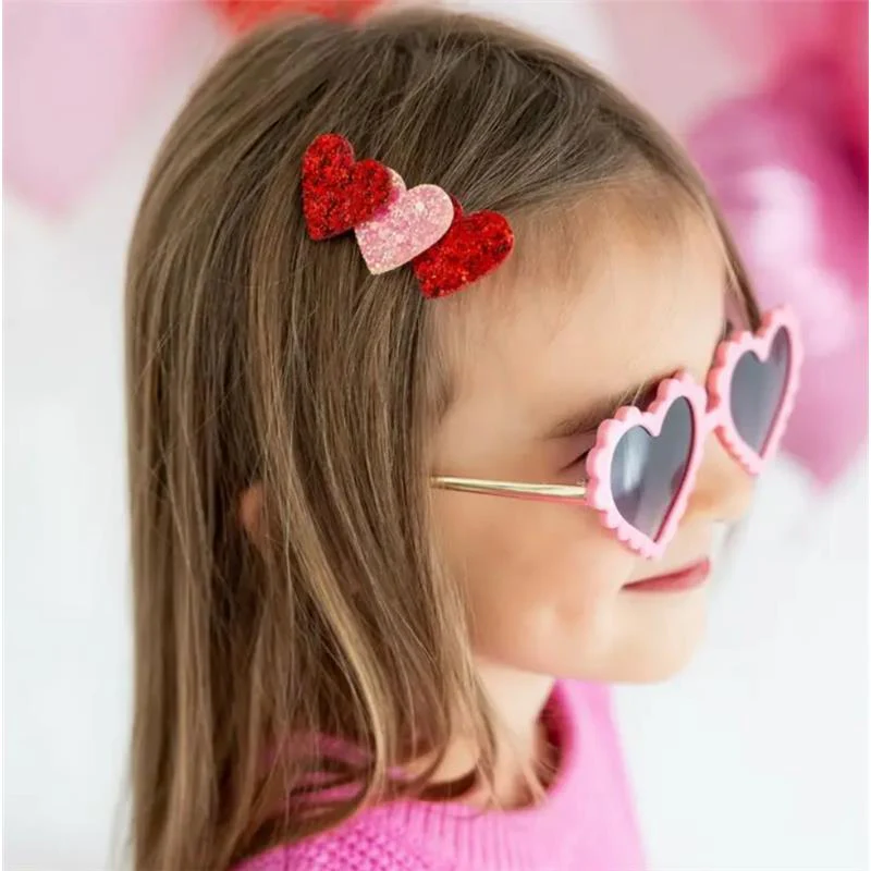 Sweet Wink - Pink And Red Glitter Hearts Clip