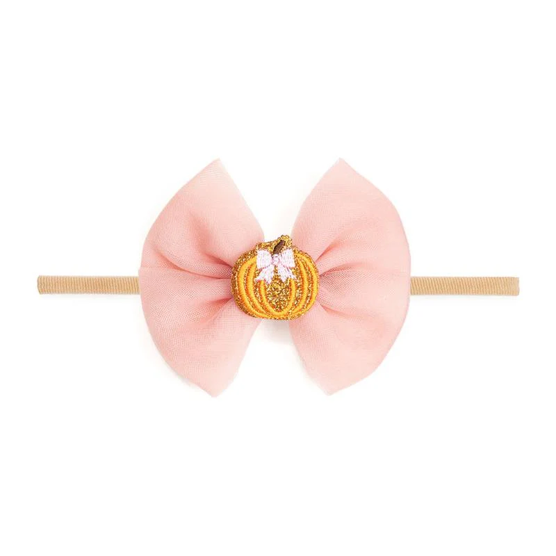 Sweet Wink - Pumpkin Tulle Bow Baby Headband