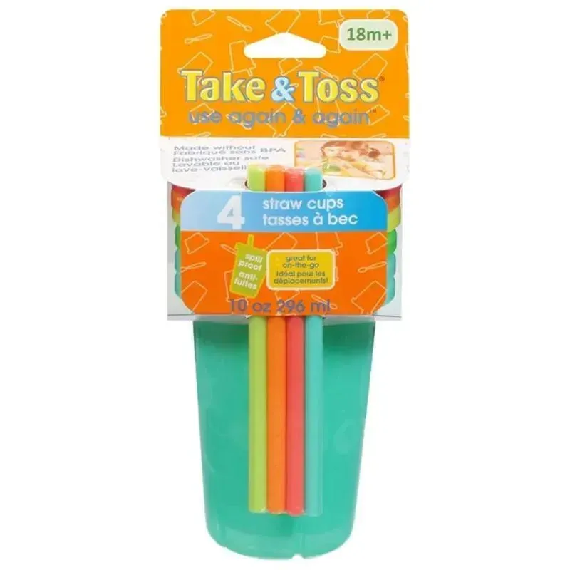 The First Years - Take & Toss Straw Cups, 10 Oz Toddler Sippy Cups – 4 Pack - Image 2