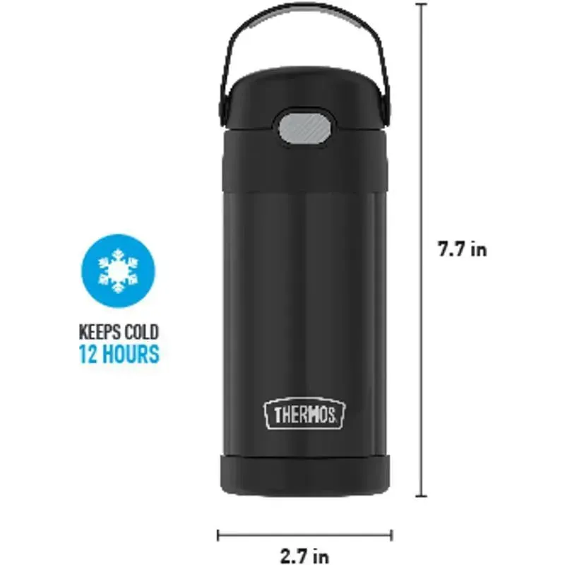 Thermos - 12 Oz. Stainless Steel Funtainer Bottle, Matte Black - Image 5