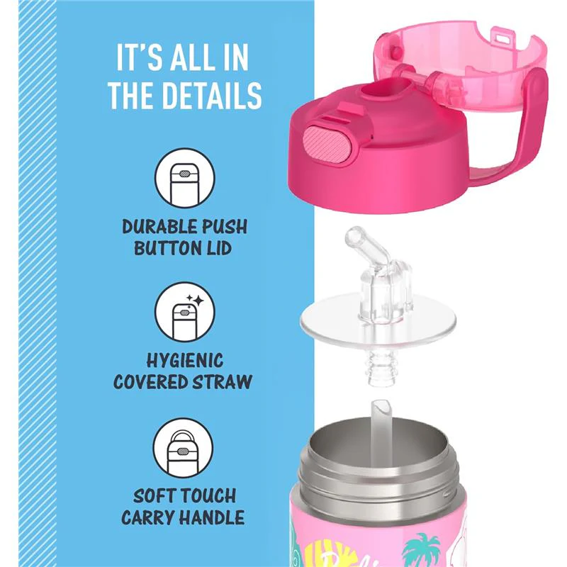 THERMOS - 12Oz Stainless Steel Insulated Straw Bottle, Barbie - Image 2