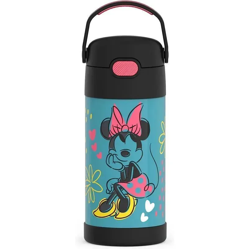 THERMOS - 12Oz Stainless Steel Insulated Straw Bottle, Minnie Mouse