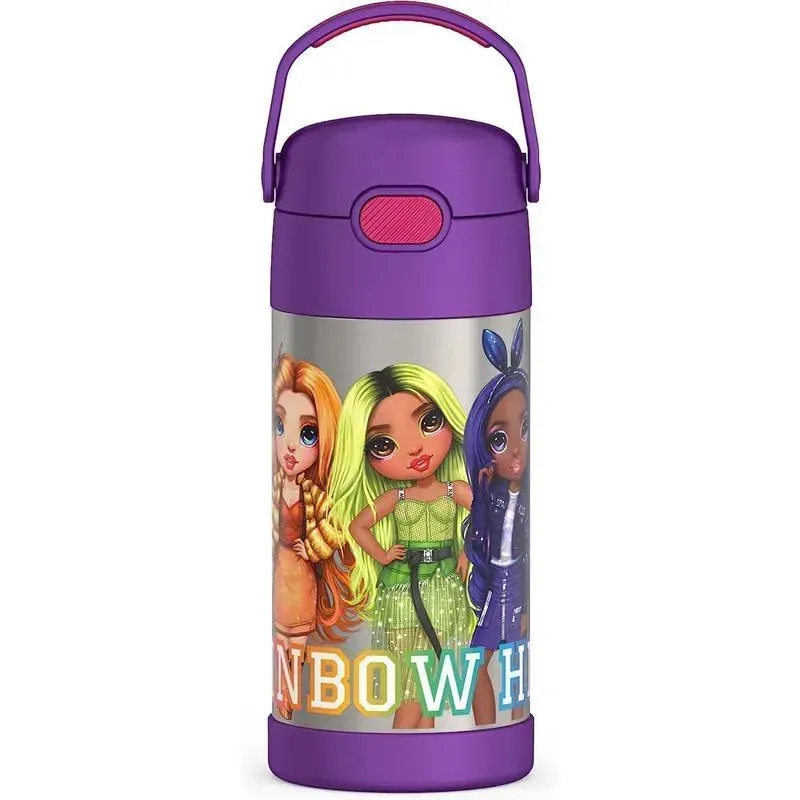 THERMOS - 12Oz Stainless Steel Insulated Straw Bottle, RAINBOW HIGH