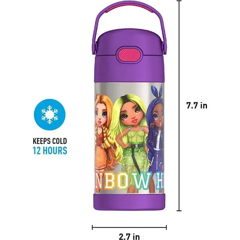THERMOS - 12Oz Stainless Steel Insulated Straw Bottle, RAINBOW HIGH - Image 5