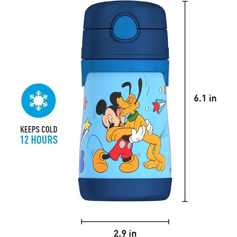 THERMOS - Vacuum Insulated Stainless Steel 10oz Straw Bottle, Mickey Mouse - Image 6