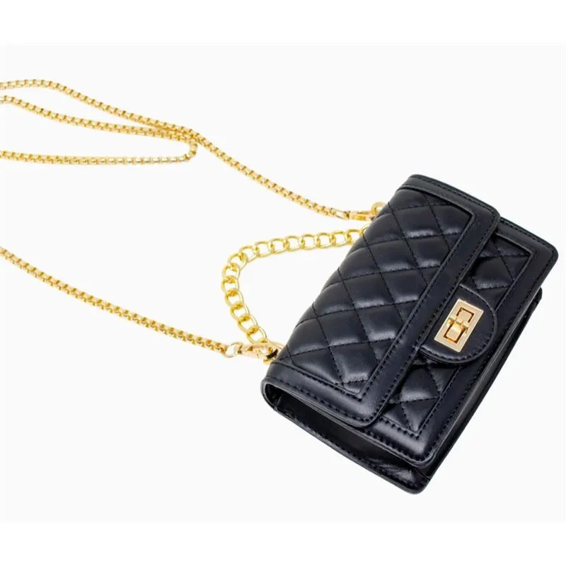 Tiny Treats - Classic Quilted Large Flap Handbag, Black - Image 4