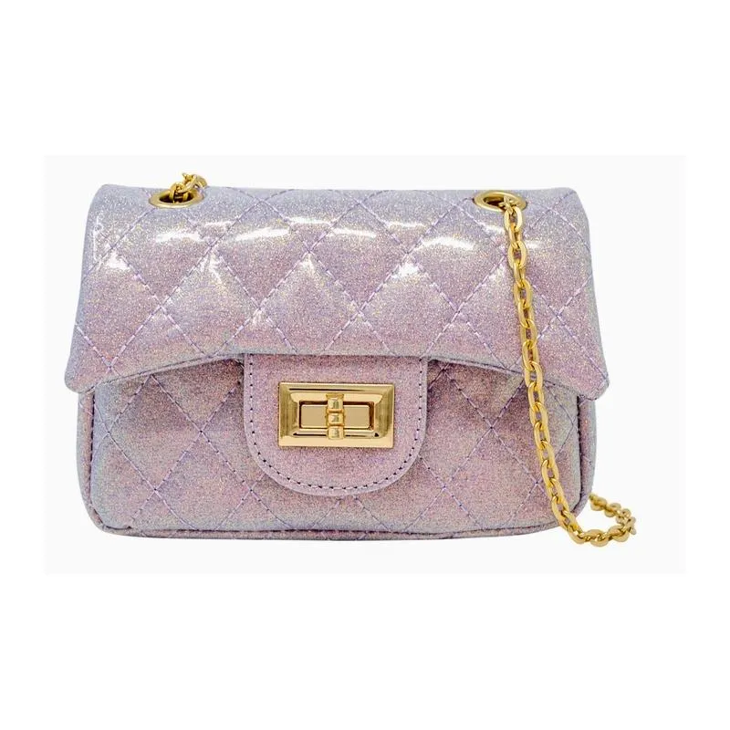 Tiny Treats - Classic Quilted Sparkle Mini Purse, Baby Purple