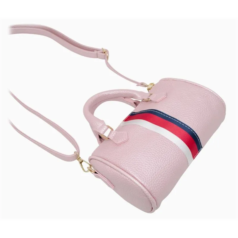 Tiny Treats - Leather Striped Duffle Handbag | White - Image 4