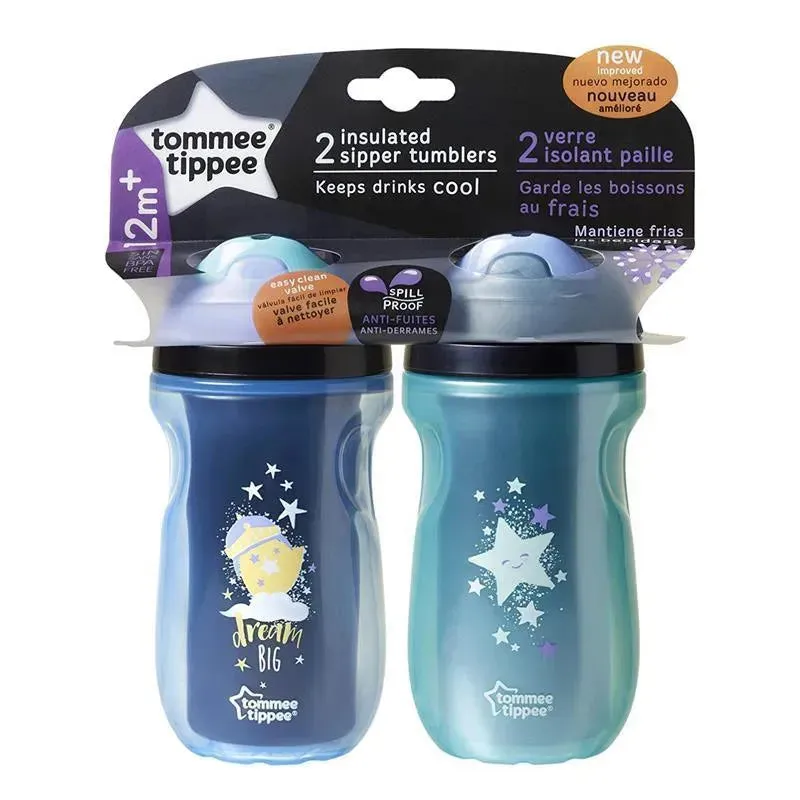 Tommee Tippee - 2Pk Spill Proof Insulated Sipper 9Oz Tumbler Cup 12M+, Colors May Vary - Image 2