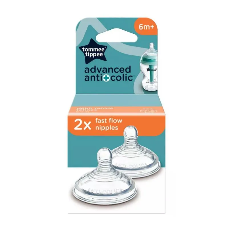 Tommee Tippee - 2Pk Advanced Anti-Colic Baby Bottle Nipples Fast Flow, 6M+ - Image 4