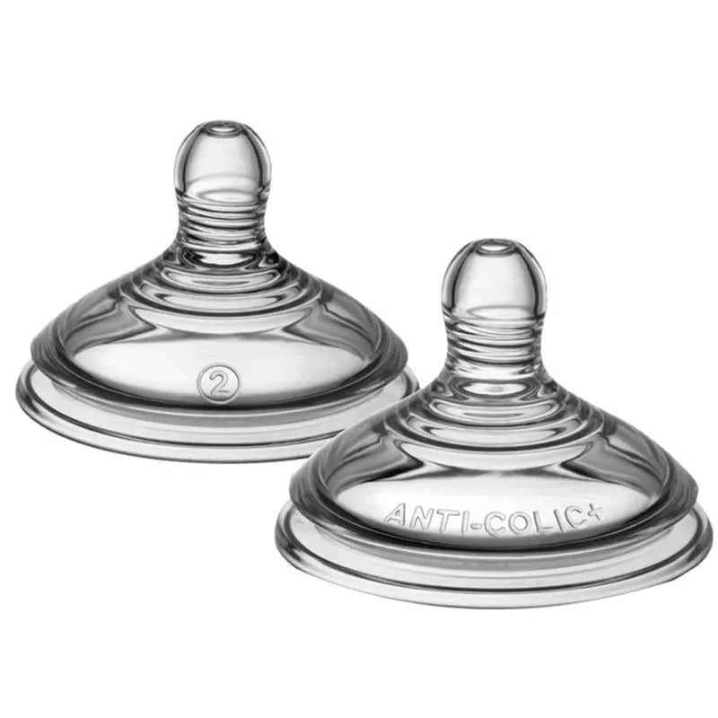 Tommee Tippee - 2Pk Advanced Anti-Colic Baby Bottle Nipples Medium Flow, 3M+