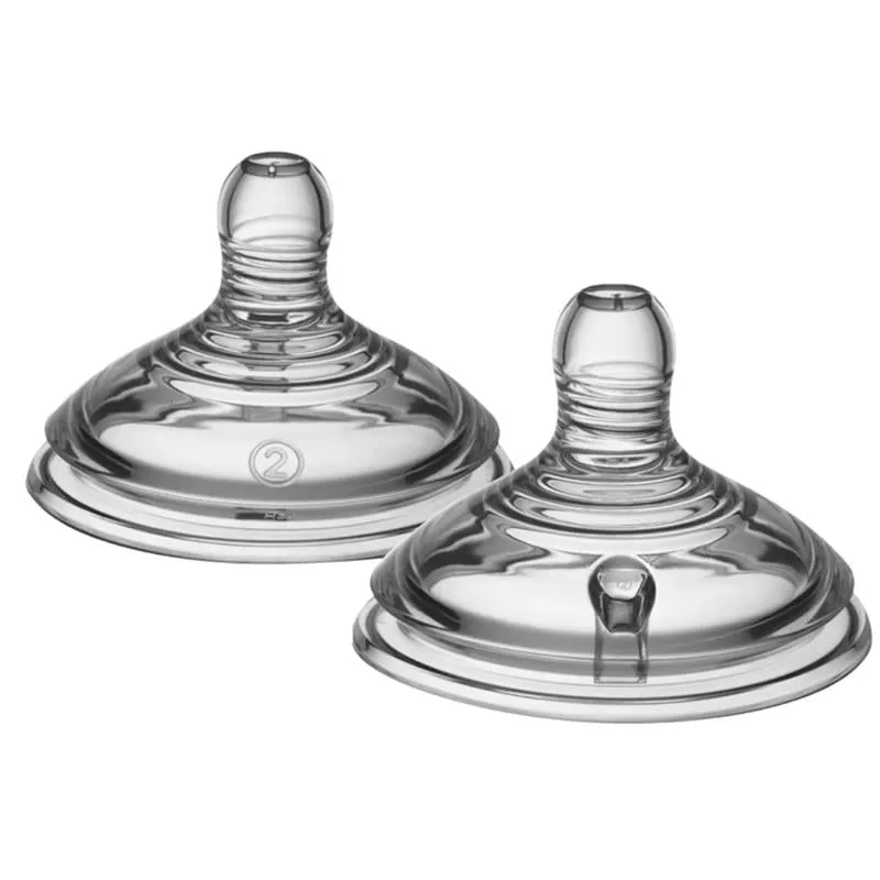 Tommee Tippee - 2Pk Closer to Nature Baby Bottle Nipples Medium Flow, 3M+