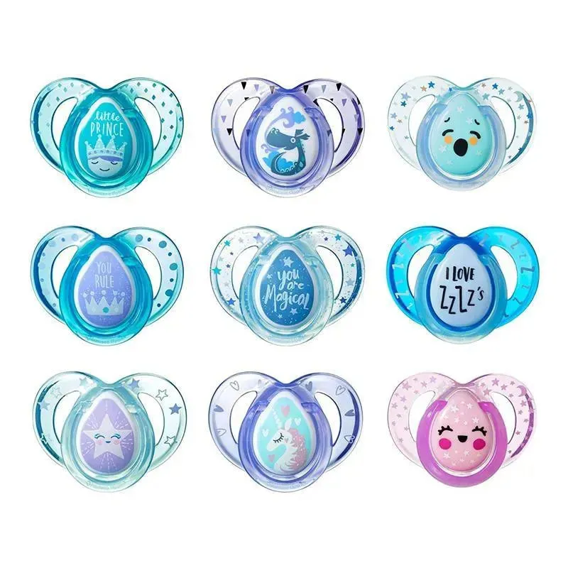 Tommee Tippee - 3Pk Closer To Nature Day & Night Glow-in-the-Dark Pacifiers, 6/18M (Colors May Vary)