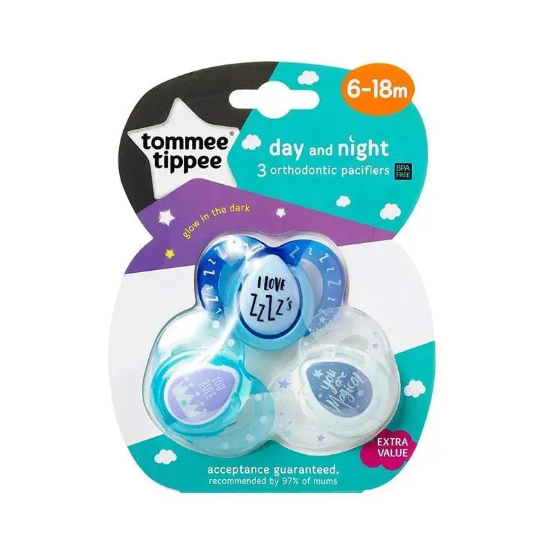 Tommee Tippee - 3Pk Closer To Nature Day & Night Glow-in-the-Dark Pacifiers, 6/18M (Colors May Vary) - Image 7