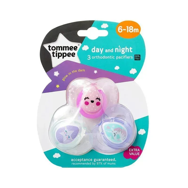 Tommee Tippee - 3Pk Closer To Nature Day & Night Glow-in-the-Dark Pacifiers, 6/18M (Colors May Vary) - Image 8