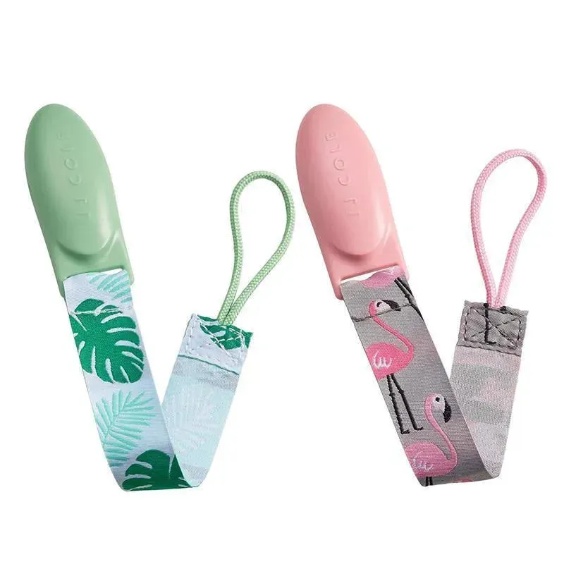 Tomy JJ Cole 2 pk Pacifier Clips, Flamingo/Tropical - Image 2
