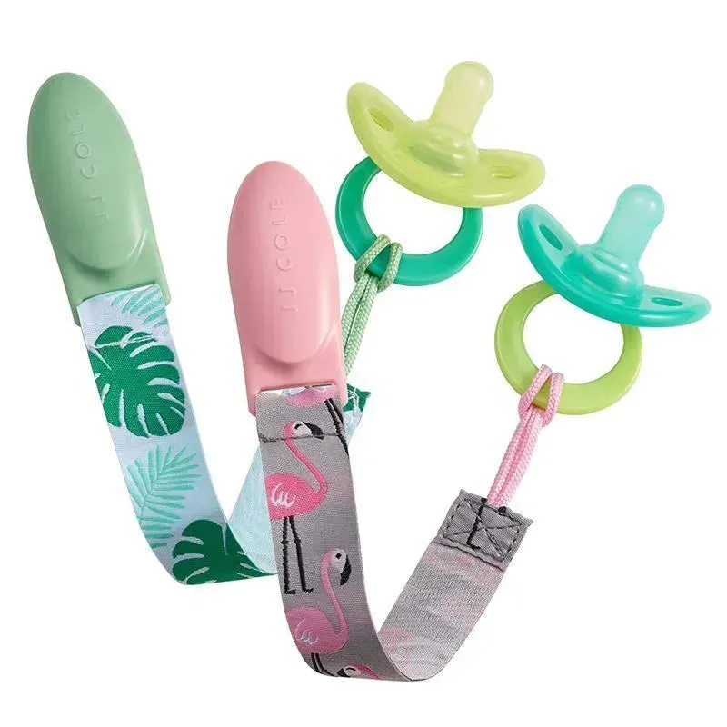 Tomy JJ Cole 2 pk Pacifier Clips, Flamingo/Tropical - Image 4