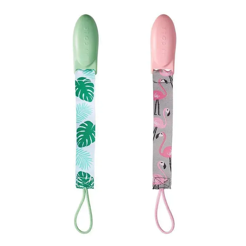 Tomy JJ Cole 2 pk Pacifier Clips, Flamingo/Tropical - Image 6