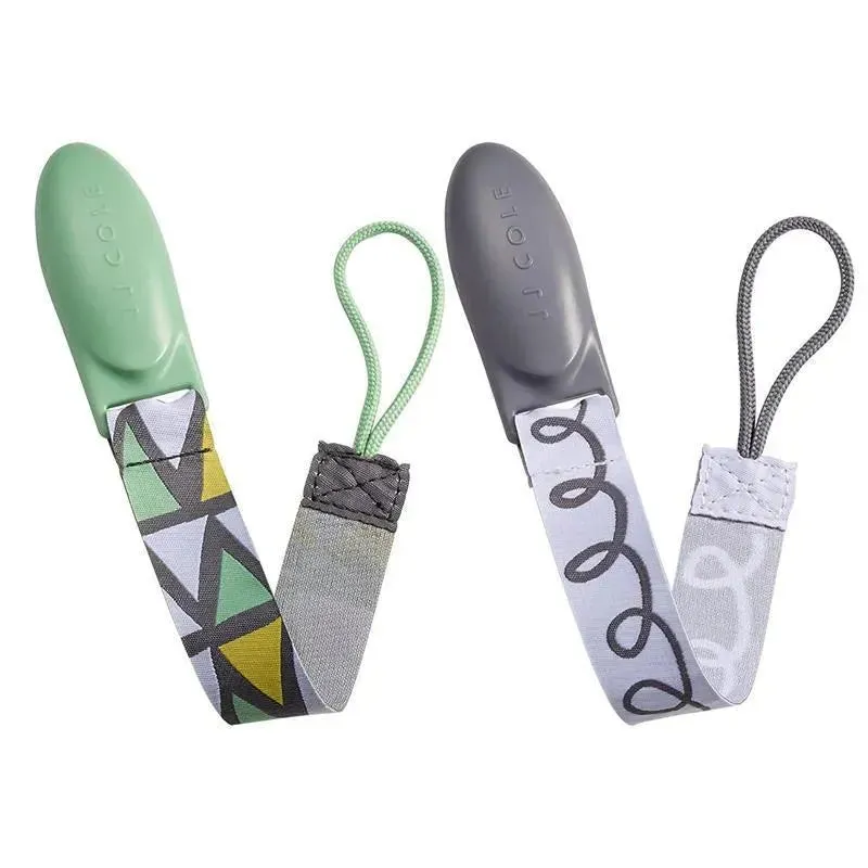 Tomy JJ Cole 2 pk Pacifier Clips, Green/Gray - Image 2
