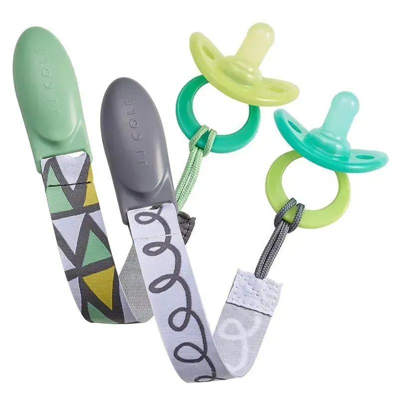 Tomy JJ Cole 2 pk Pacifier Clips, Green/Gray - Image 3