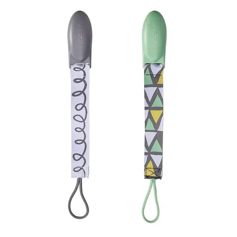 Tomy JJ Cole 2 pk Pacifier Clips, Green/Gray - Image 6