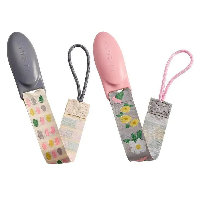 Tomy JJ Cole 2 pk Pacifier Clips, Pink/Grey - Image 5