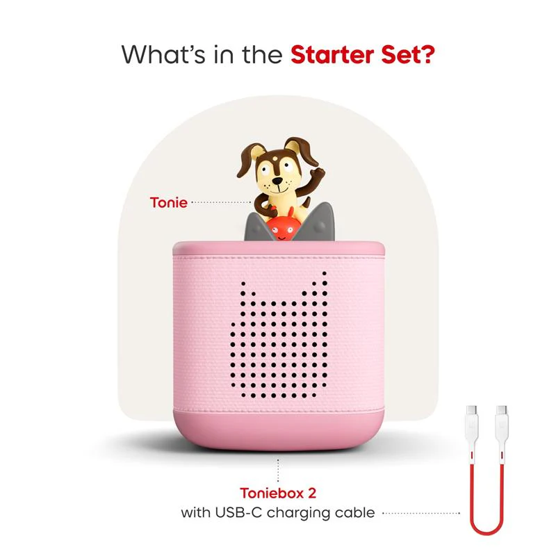 Tonies Toniebox 2 Audio Player Starter Set for Kids 1+ with Playtime Puppy, Cloud Pink - Image 3