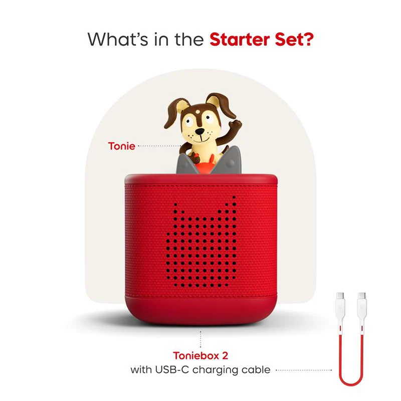 Tonies Toniebox 2 Audio Player Starter Set for Kids 1+ with Playtime Puppy, Sunset Red - Image 3
