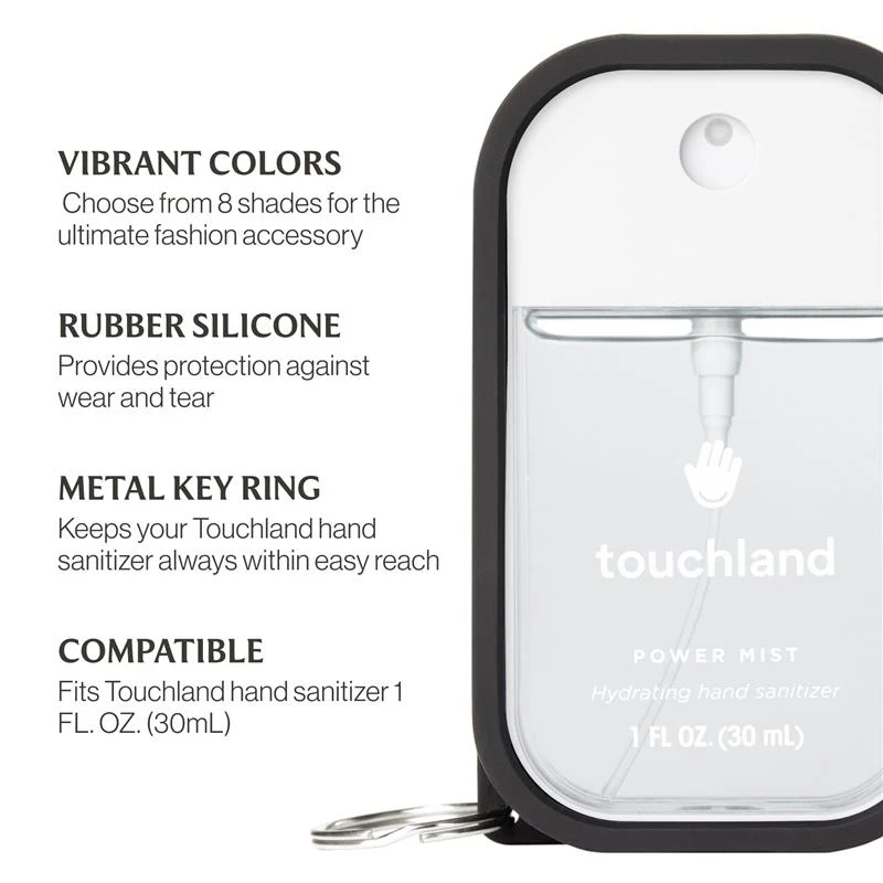 Touchland Hand Sanitizer Mist Case, Silicone Case with Keyring, Jet Black - Image 5