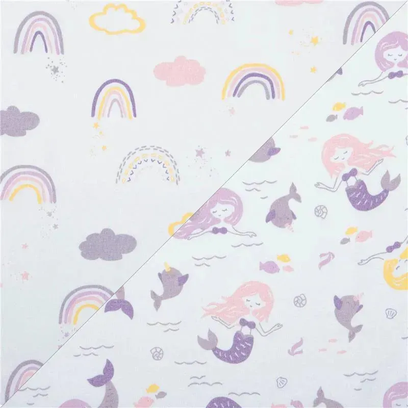 Trend Lab - 2 Pk Microfiber Fitted Crib Sheets, Rainbow/Mermaid - Image 2