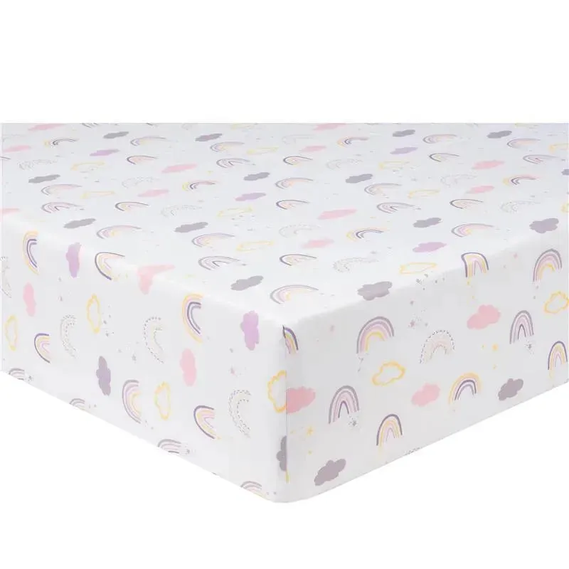 Trend Lab - 2 Pk Microfiber Fitted Crib Sheets, Rainbow/Mermaid - Image 4