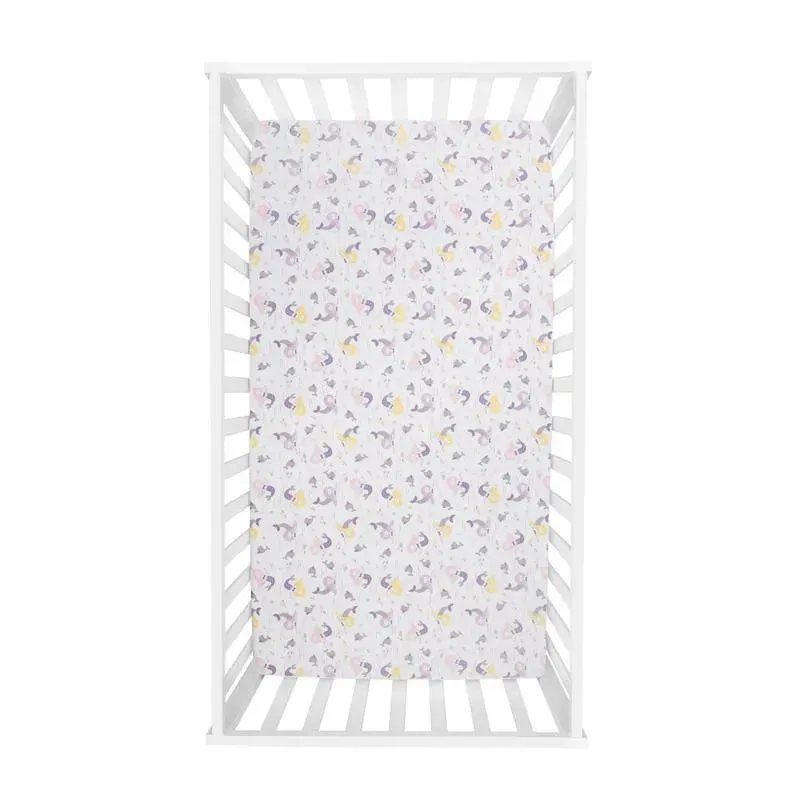 Trend Lab - 2 Pk Microfiber Fitted Crib Sheets, Rainbow/Mermaid - Image 5