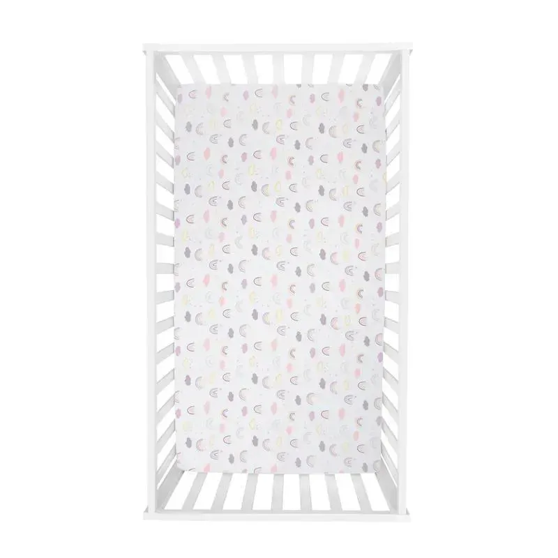 Trend Lab - 2 Pk Microfiber Fitted Crib Sheets, Rainbow/Mermaid - Image 6