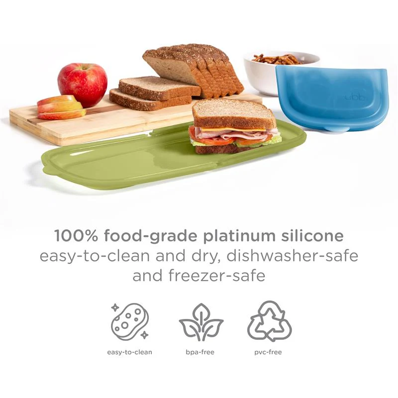 Ubbi 1Pk Platemate Reusable Silicone Storage Bag, Juniper - Image 2