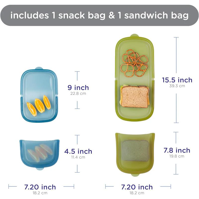 Ubbi 2Pk Platemate Reusable Silicone Storage Bag, Olive & Juniper - Image 5