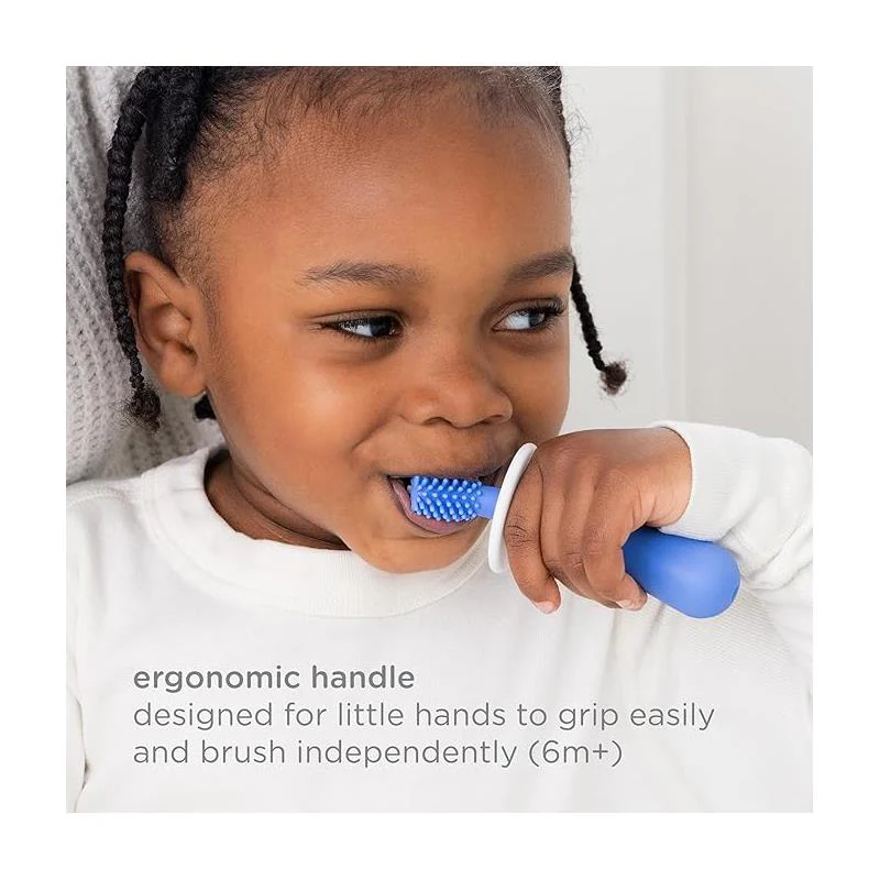 Ubbi - 360° Baby Training Toothbrush with Safety Shield and Cover, Polaris Blue - Image 3