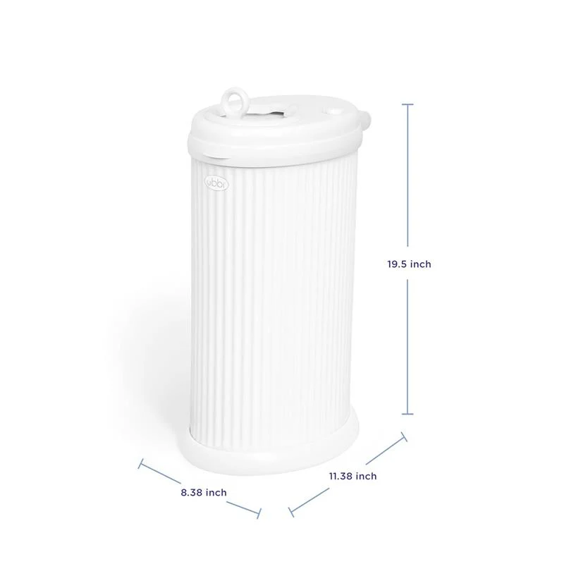 Ubbi Fluted Stainless Steel Diaper Pail, White - Image 2